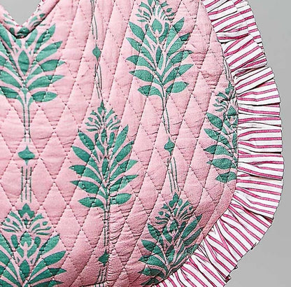 Heart Shaped Ruffle Edge Quilted Tote Bag