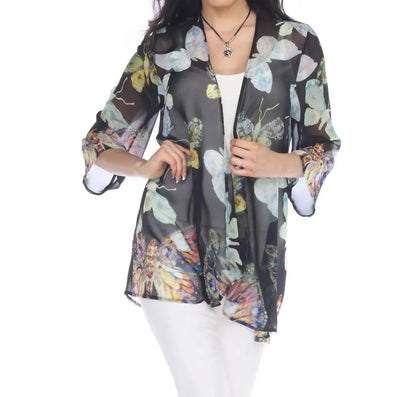 ARIAS - Sheer Butterfly Print Kimono Cardigan - Rack Hunt