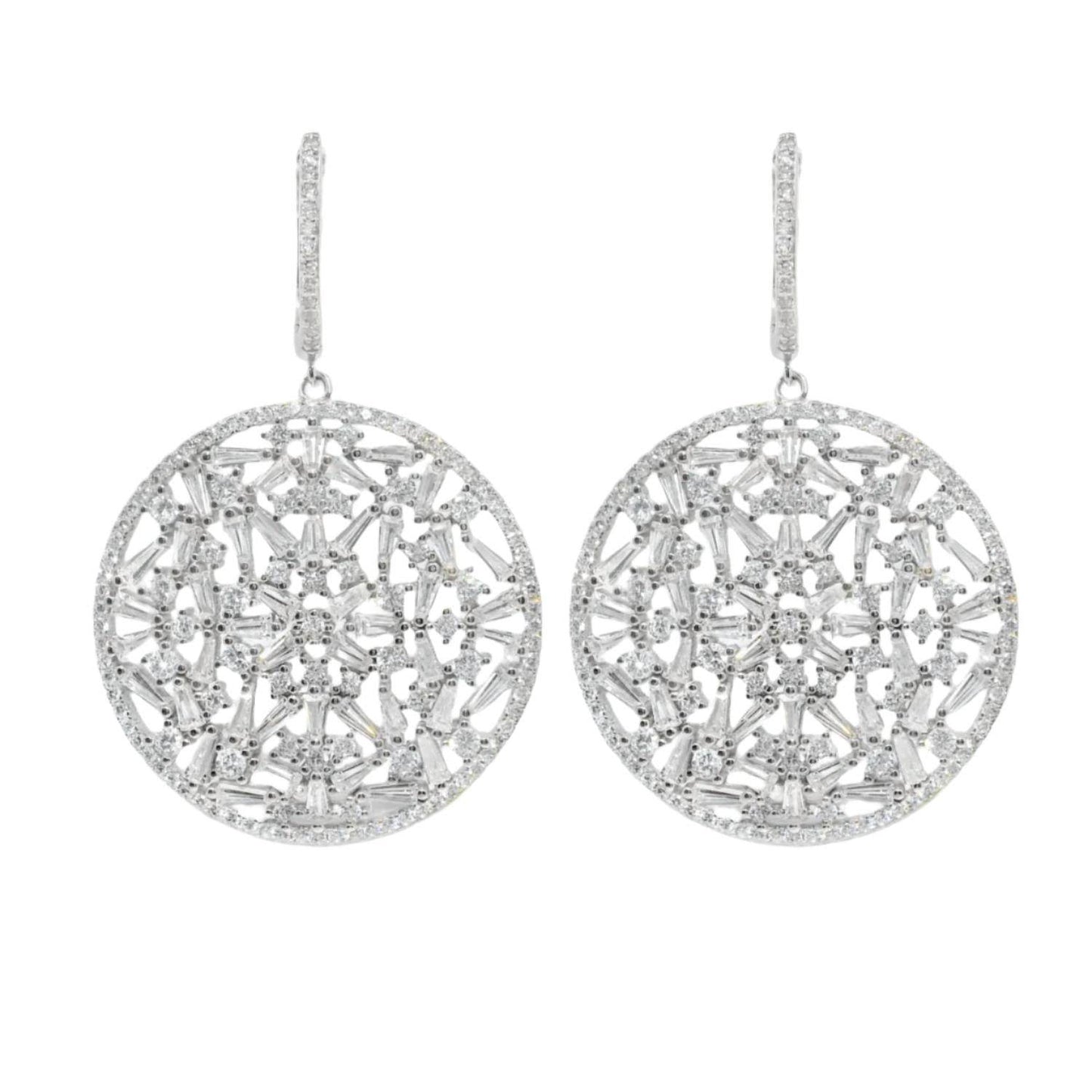 Allyanna Gifts - Women's Cubic Zirconia Cluster Round Dangling Huggie Earrings - Rack Hunt