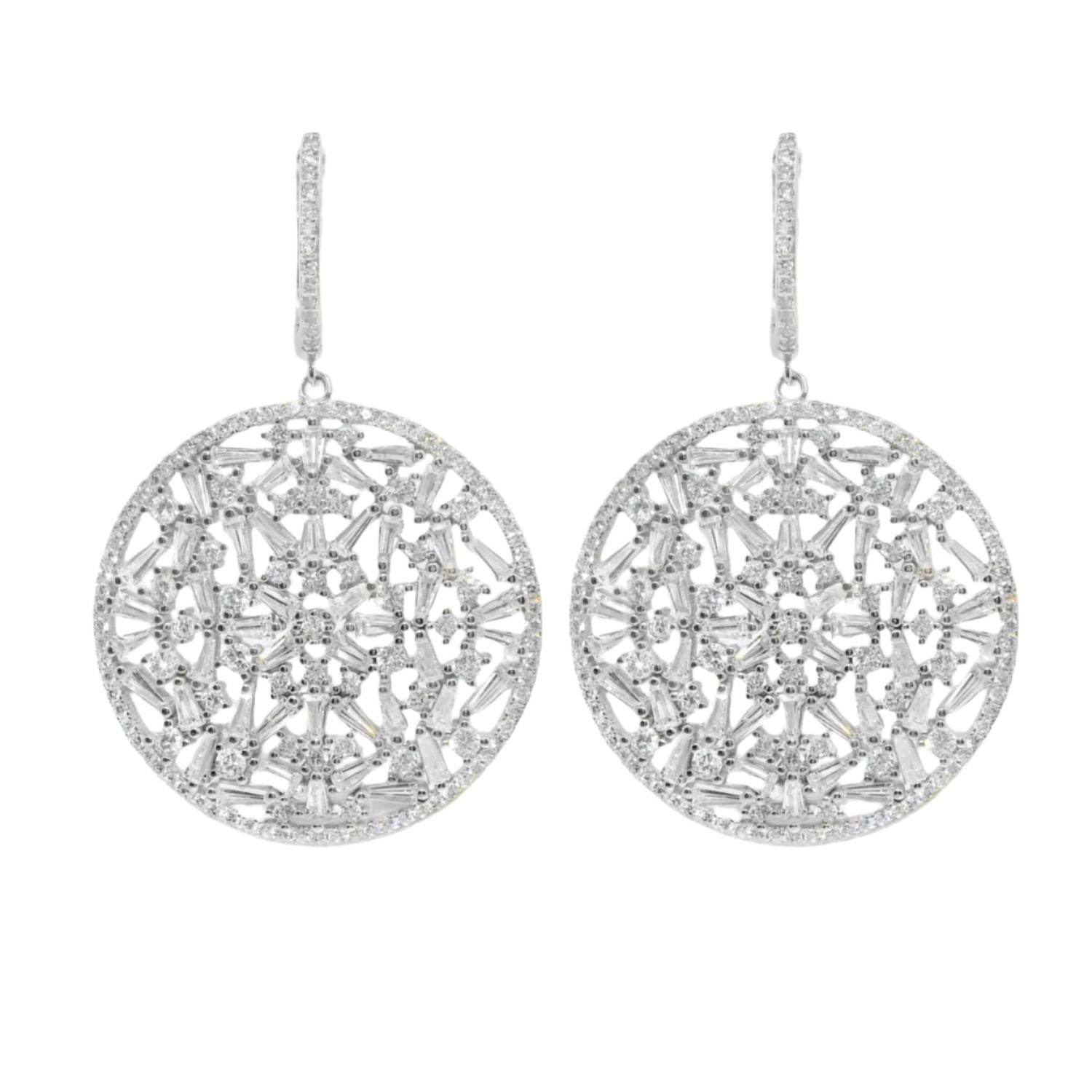 Allyanna Gifts - Women's Cubic Zirconia Cluster Round Dangling Huggie Earrings - Rack Hunt