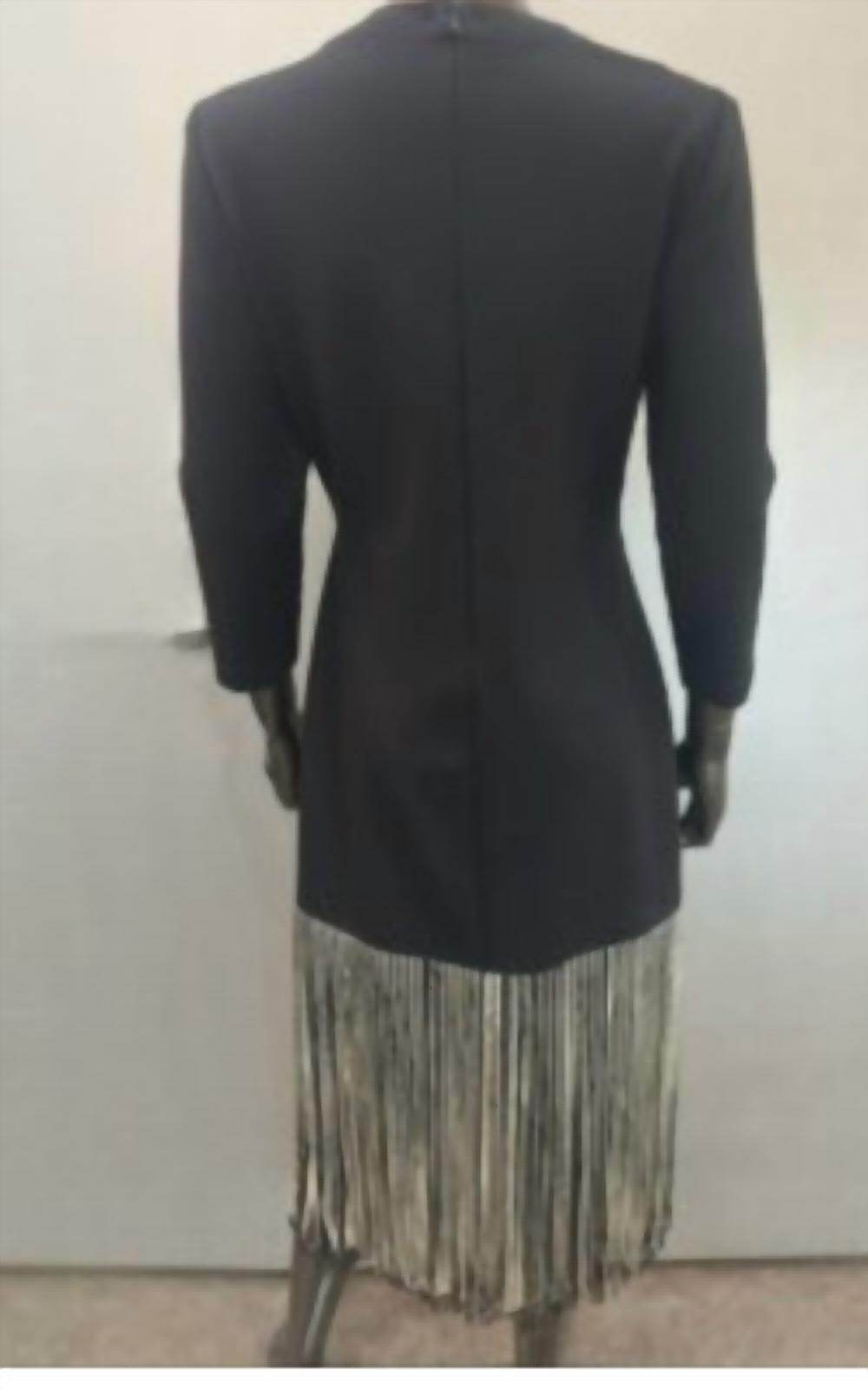 Carla Ruiz - Black dress with black and white fringes at the bottom - Rack Hunt -