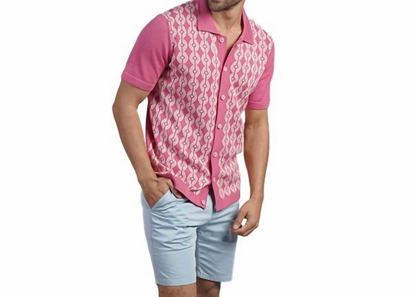 Chain Link Knit Polo Shirt