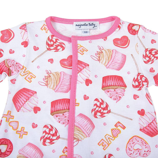 Girl's Xoxo Sweets Print Zipper Footie
