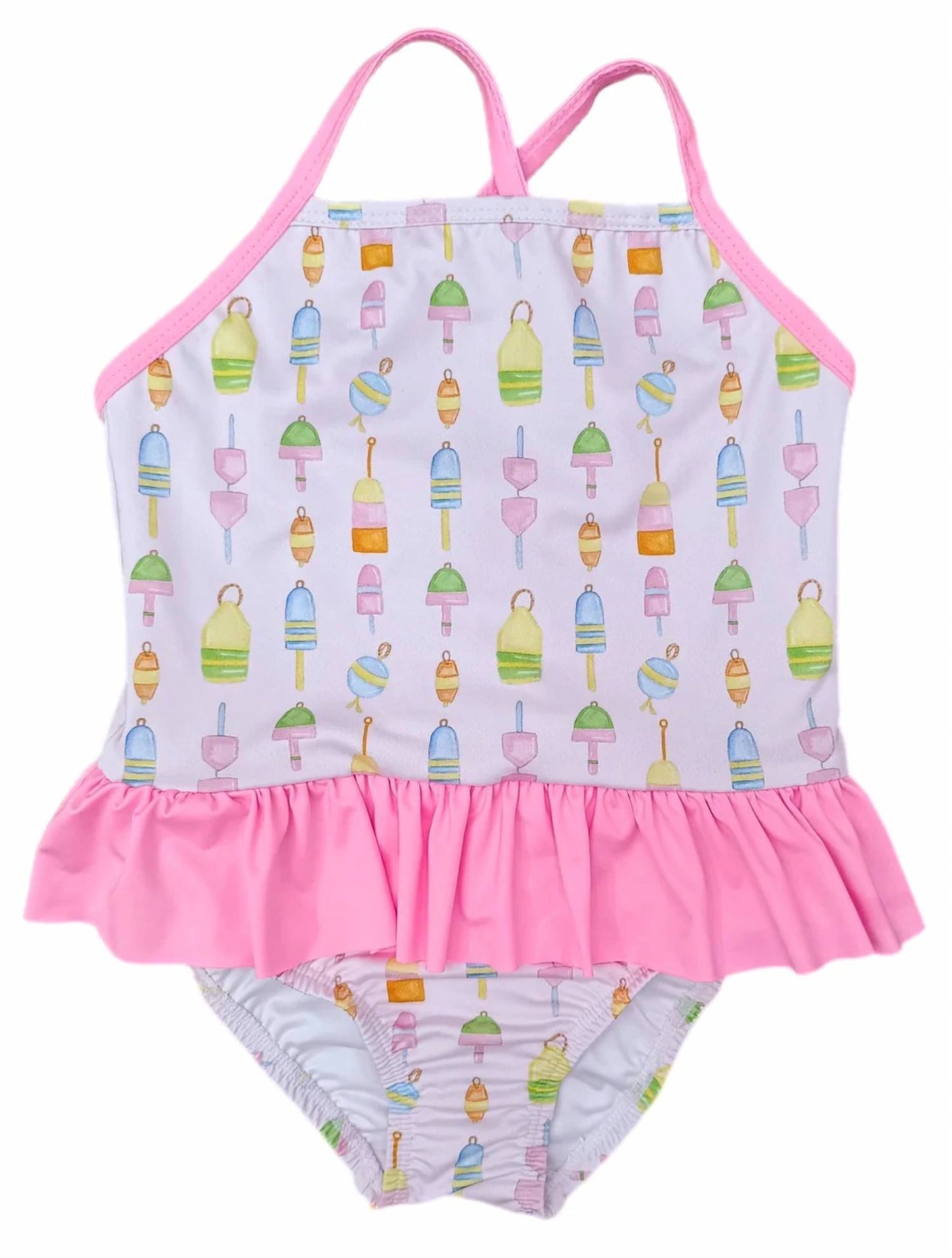 Girls Knit Reel Fun Lainey Swimsuit With Ruffle