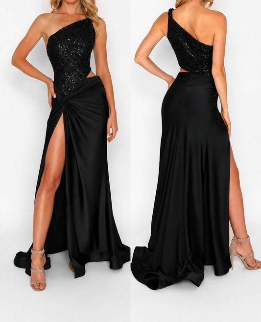 Slinky Combo Sequin Bodice Gown