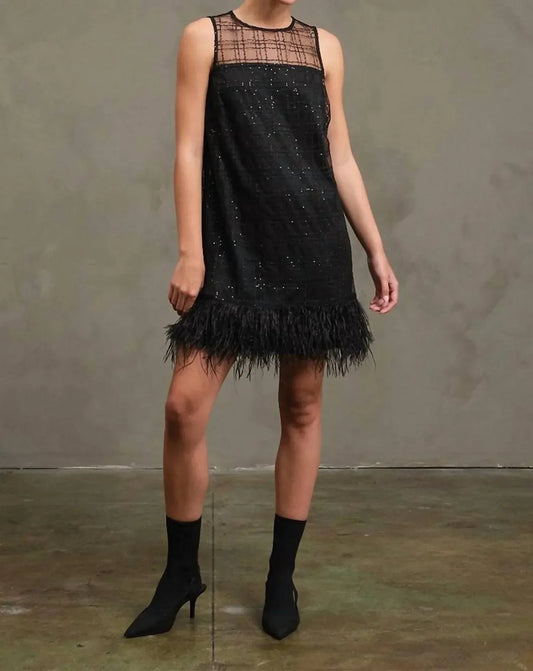 Madison - Women's Feather Trim Dress - Rack Hunt