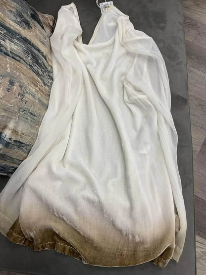 Viviana Uchitel - GOLD OMBRE SILK VELVET BLOUSE - Rack Hunt