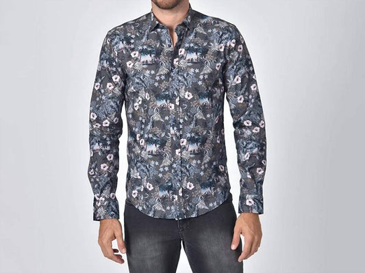 Tropical Beach and Leaves Button Down Shirt