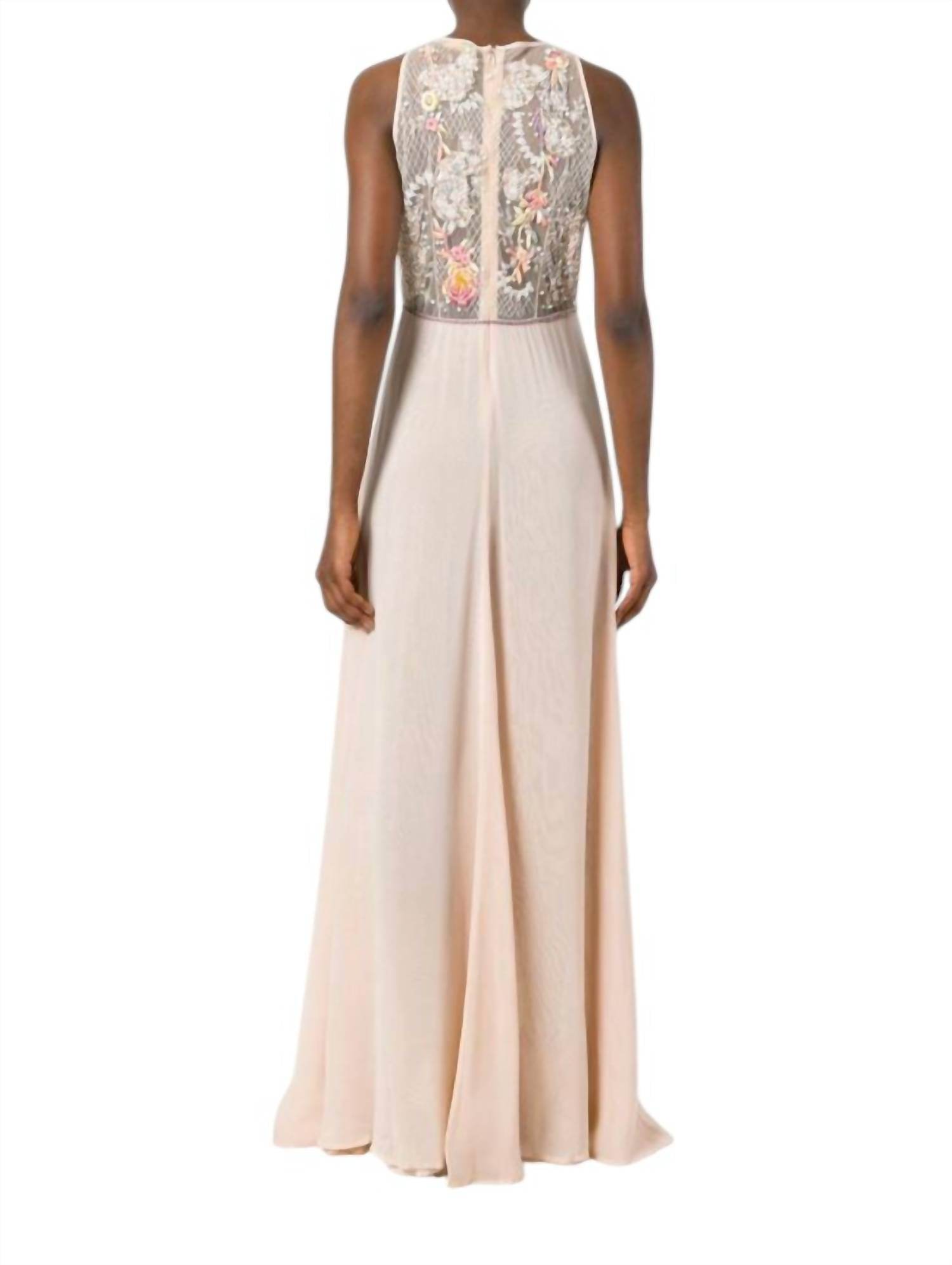 AMEN - Beaded Embroidered Lace Bodice Chiffon Gown - Rack Hunt -