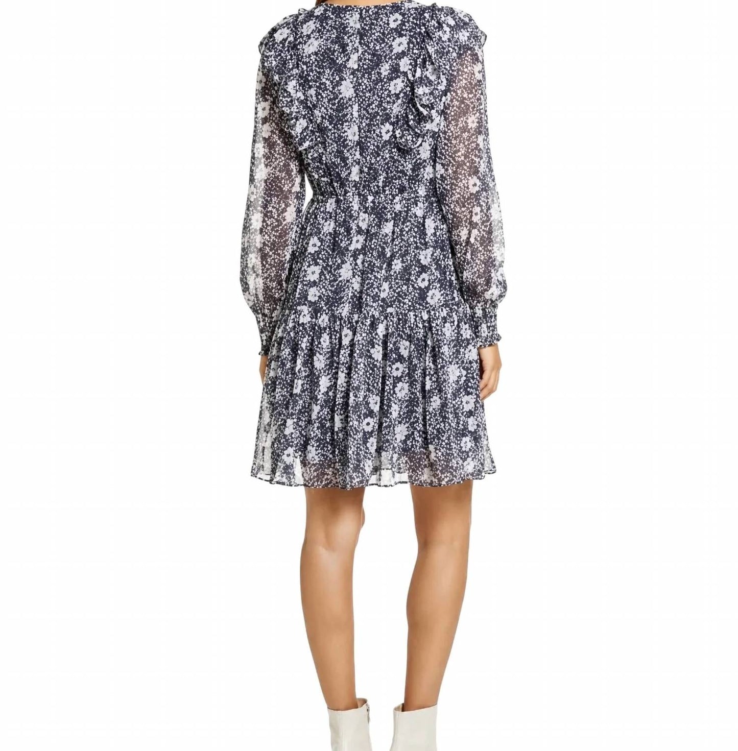 Ruffle Tiered Floral Long Sleeve Mini Dress