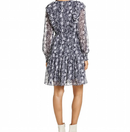 Ruffle Tiered Floral Long Sleeve Mini Dress