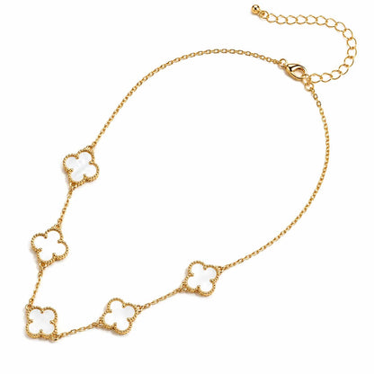 Women's Shell Clover Charm Necklace