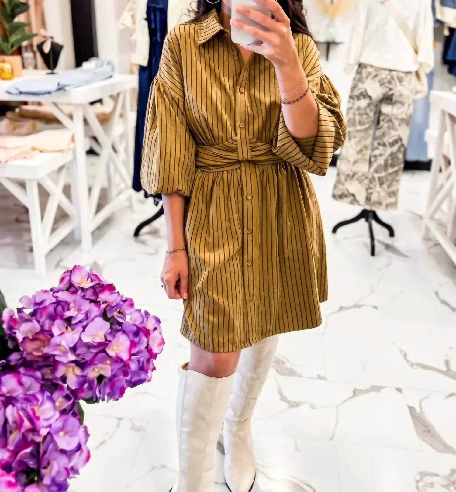 Sunday Edition - Women's Queue Me In Striped Mini Dress - Rack Hunt