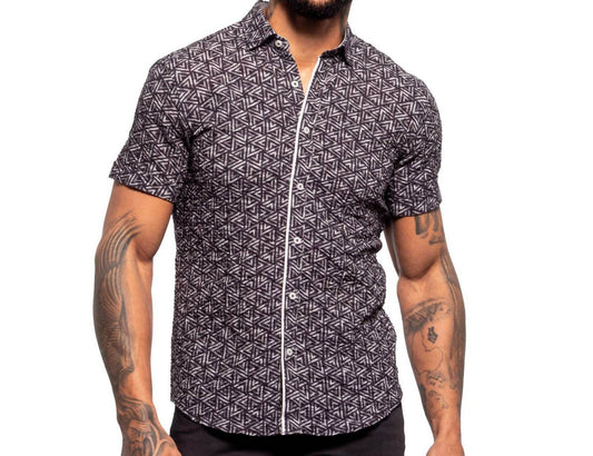 Eight X - Triangles Short Sleeve Seersucker Shirt - Rack Hunt -