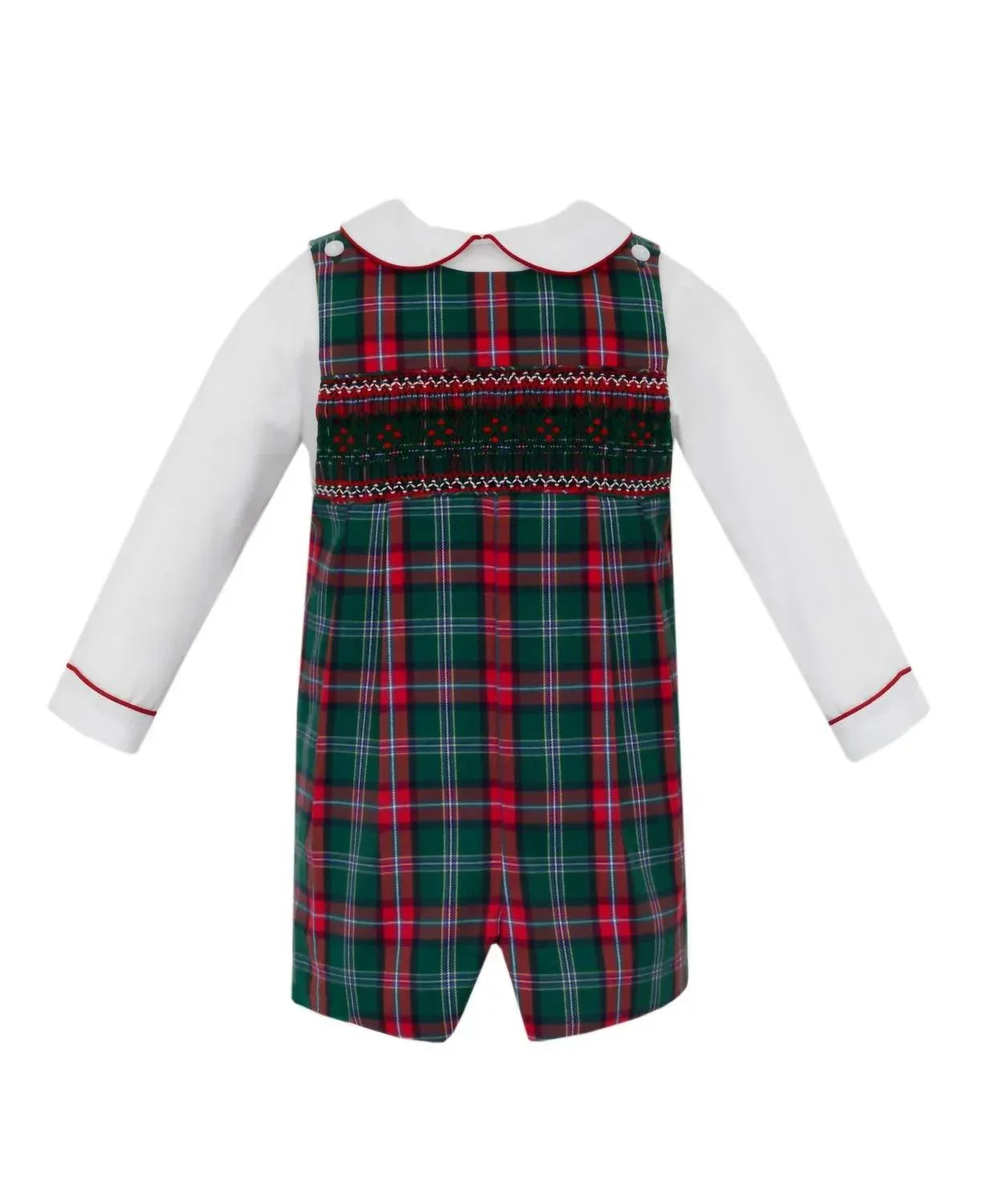 Anavini - Boy's Plaid Smocked Short Jon Jon With Long Sleeve Shirt Set - Rack Hunt