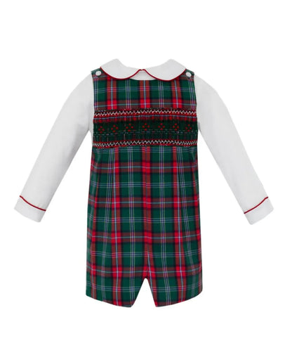 Anavini - Boy's Plaid Smocked Short Jon Jon With Long Sleeve Shirt Set - Rack Hunt