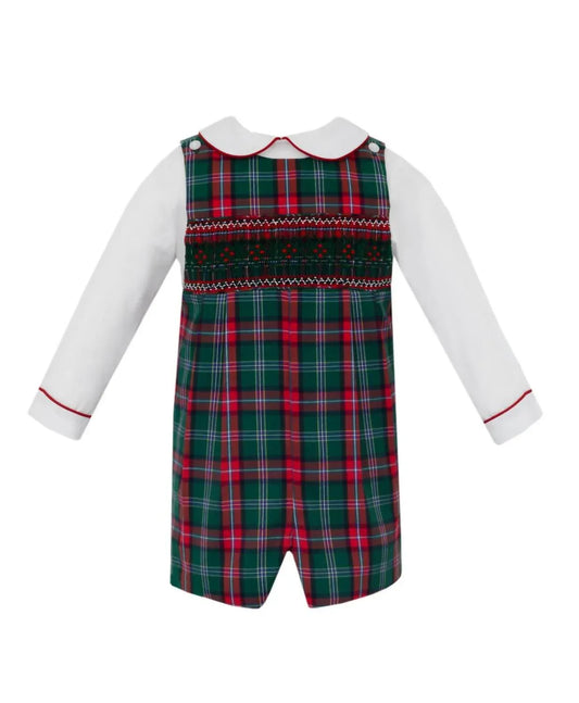 Anavini - Boy's Plaid Smocked Short Jon Jon With Long Sleeve Shirt Set - Rack Hunt