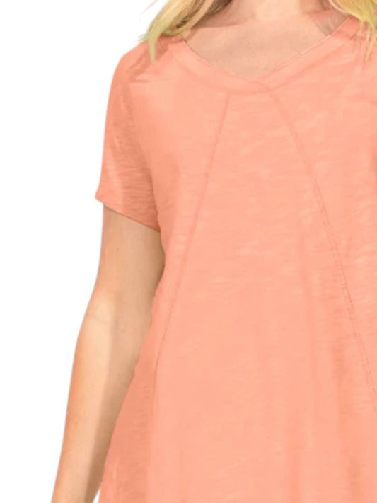 Cotton Slub Vneck Tunic Top