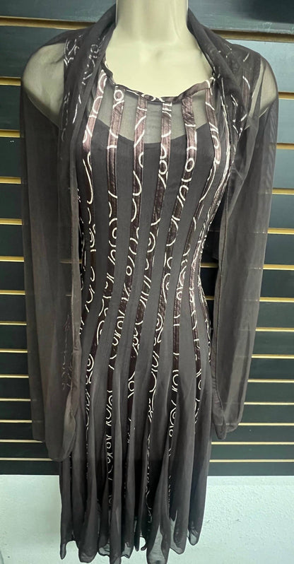 Women's Ribbed Shaw Mesh Dress