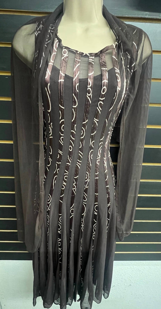 Women's Ribbed Shaw Mesh Dress
