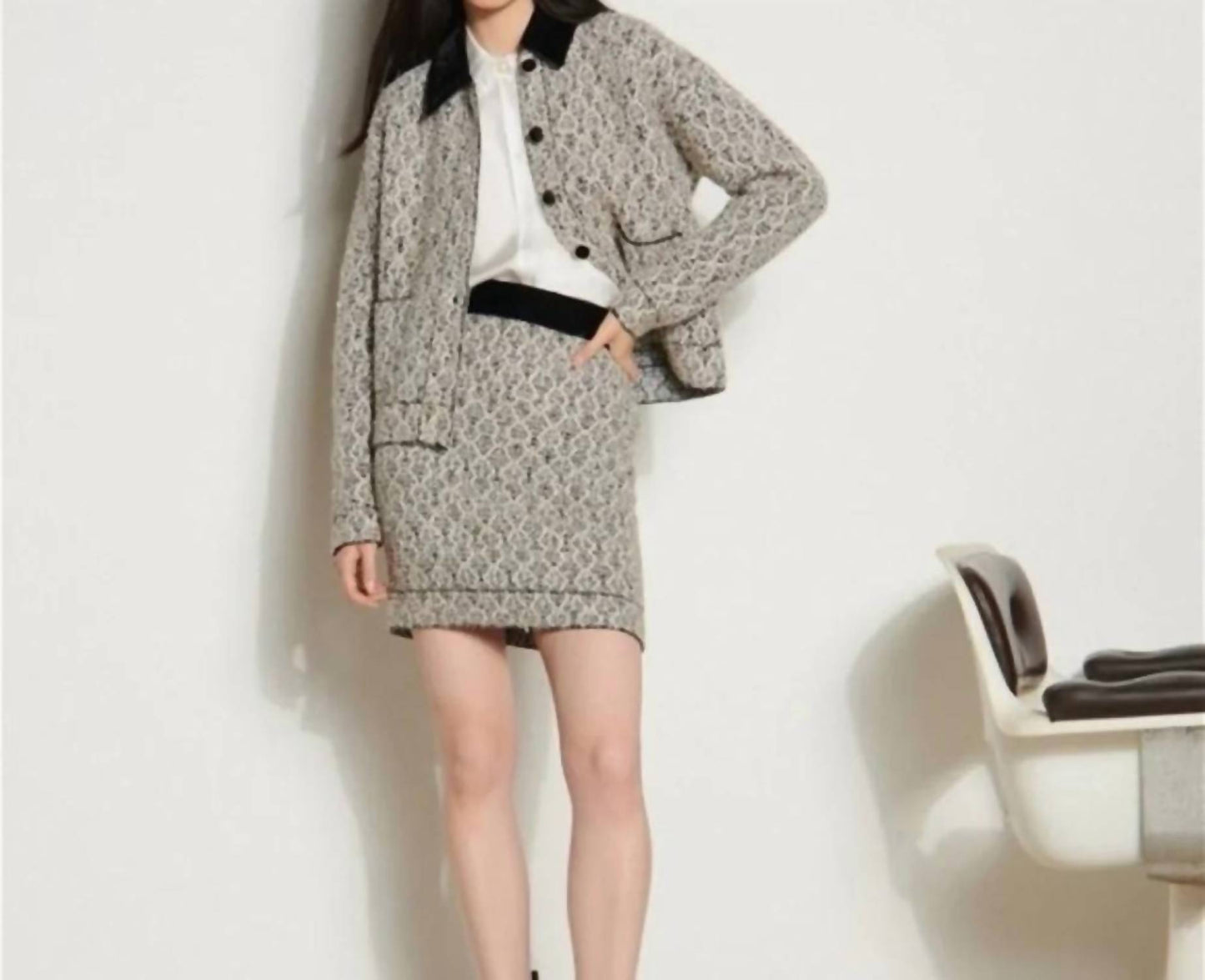 Short Lurex Jacquard Knit Skirt