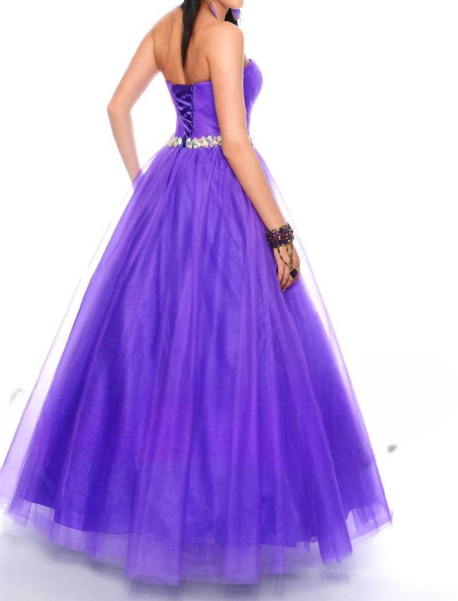 Precious Formals - Shimmery Waistline Beadwork Strapless Ballgown - Rack Hunt