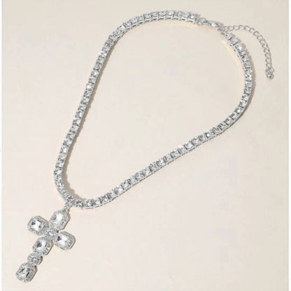 Women's Crystal Cross Necklace & Earring Set