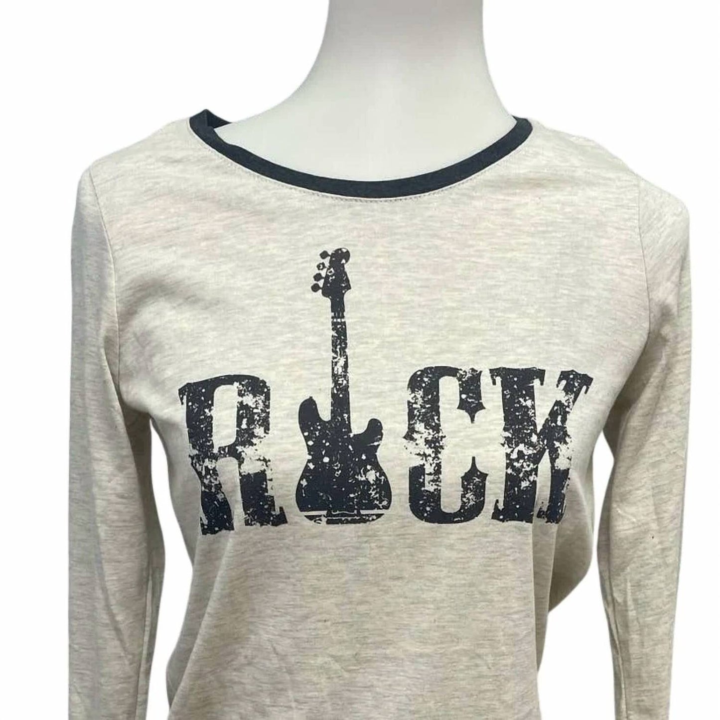 Women's Rock Music Guitar Long Sleeve Crew Neck Tee