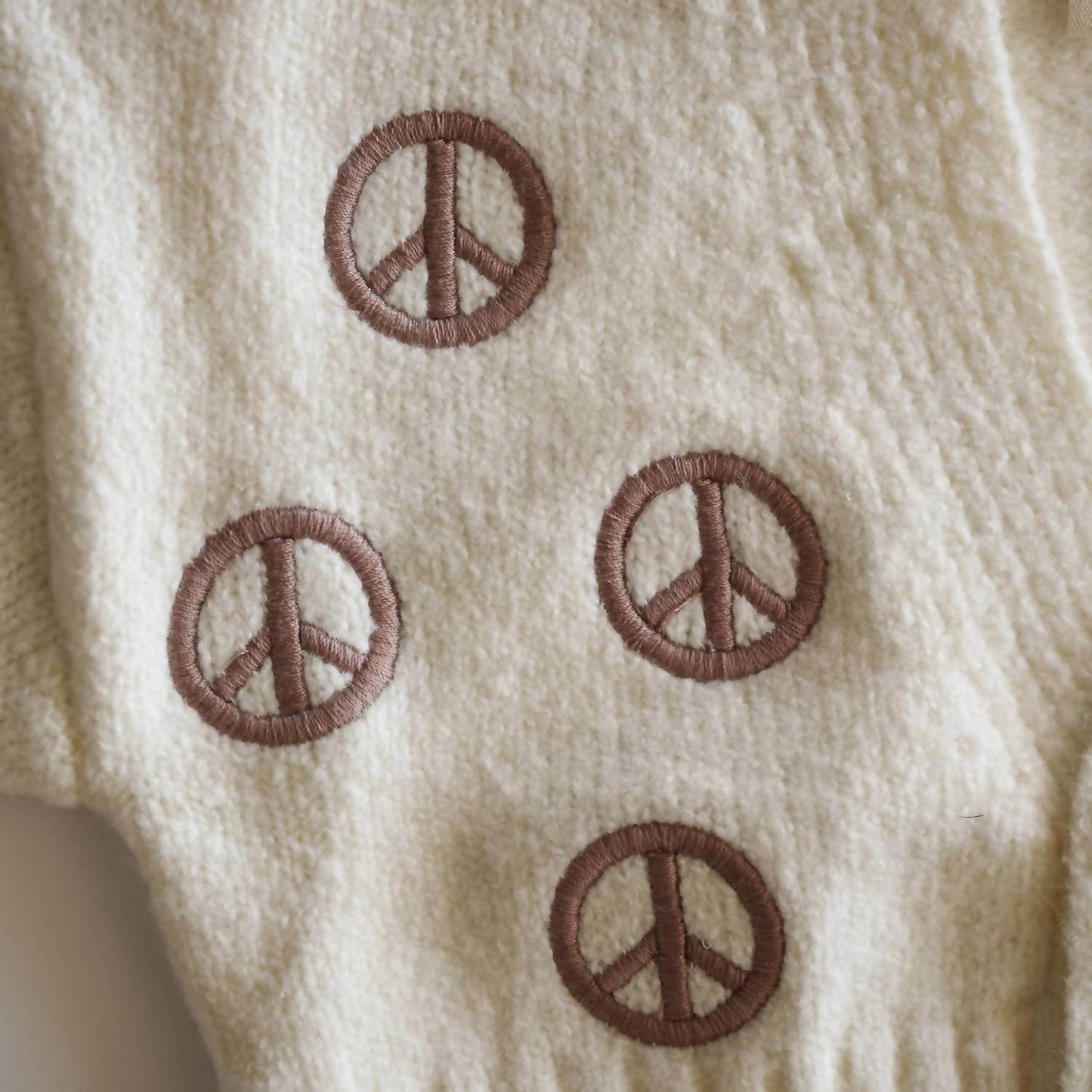 Atlas Grey - Girl's Peace Sign Knit Cropped Cardigan - Rack Hunt -