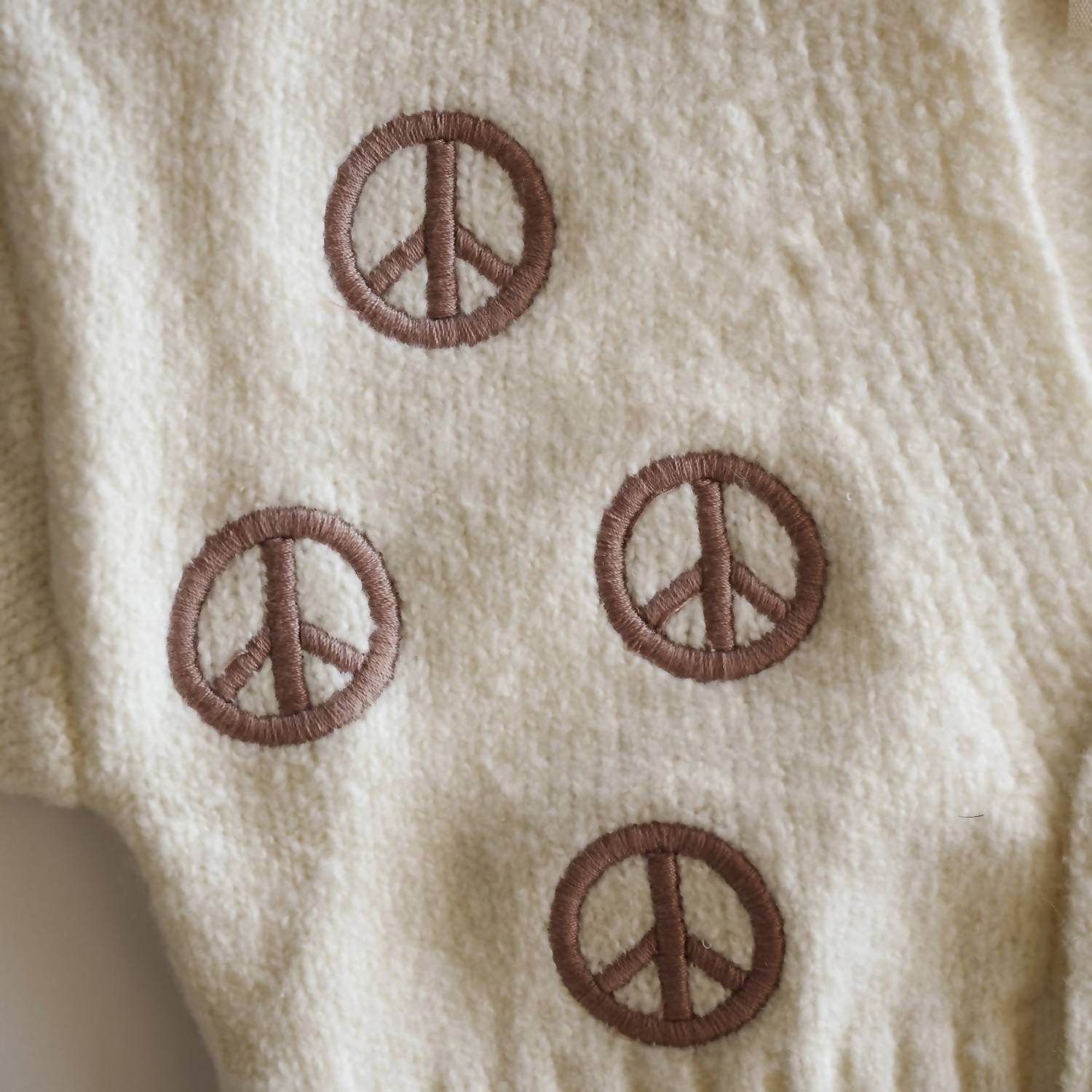 Atlas Grey - Girl's Peace Sign Knit Cropped Cardigan - Rack Hunt -