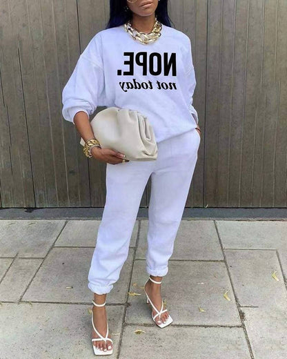 Letter Print Long Sleeve Sweatshirt Set