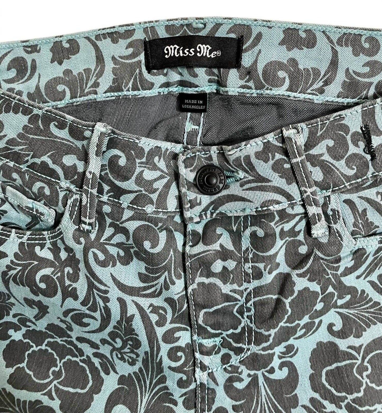 MM Denim - Women's Mid Rise Slim Floral Print Skinny Jeans - Rack Hunt -