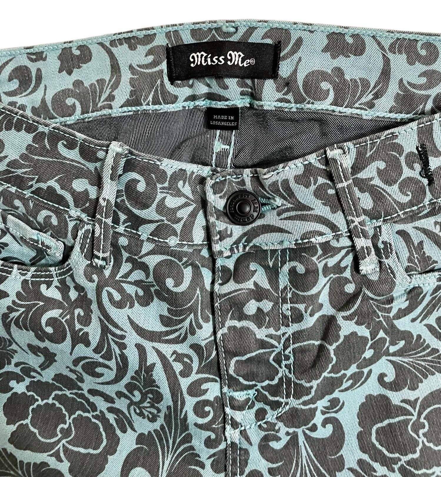 MM Denim - Women's Mid Rise Slim Floral Print Skinny Jeans - Rack Hunt -