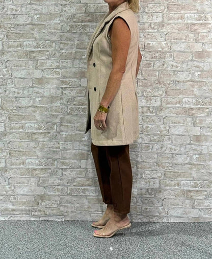 The Quiet Power Herringbone Longline Vest
