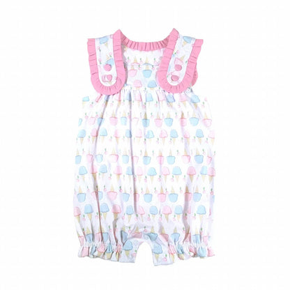 Girls Print Ruffle Straps Romper