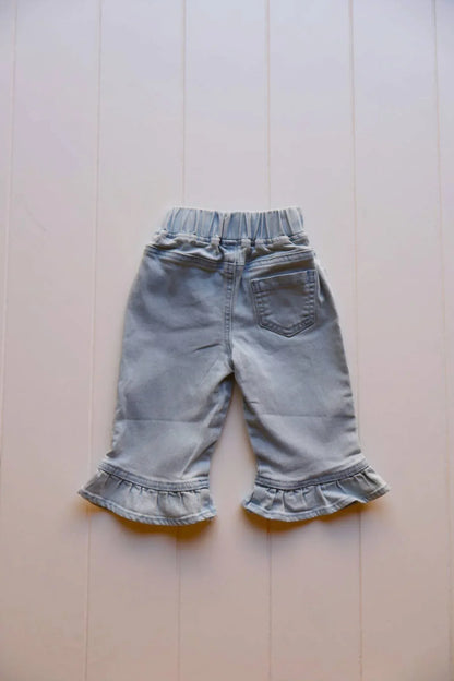 Axel & Rose - Girl's Denim Flare Ruffle Pants - Rack Hunt