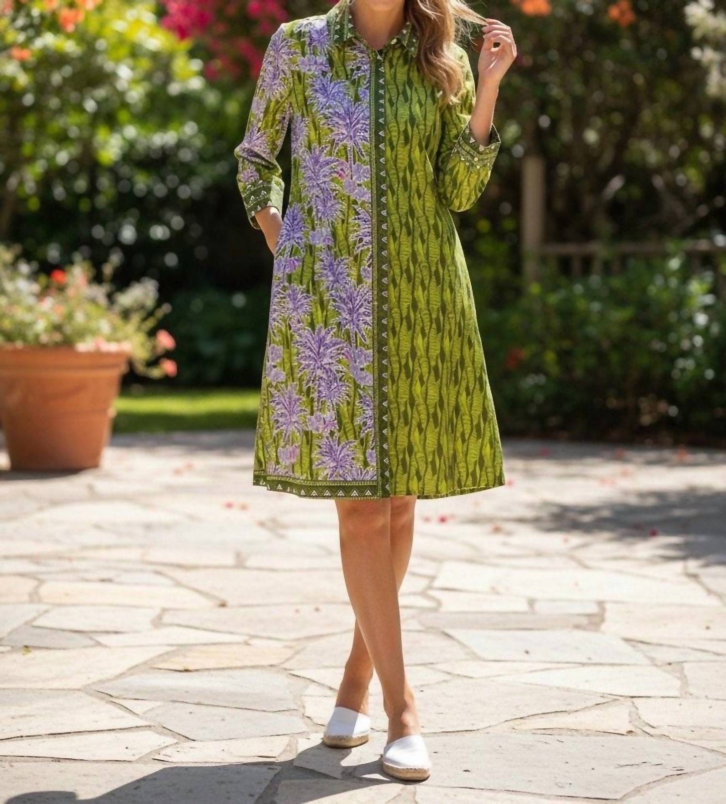 Three Quarter Sleeve Midi Dress