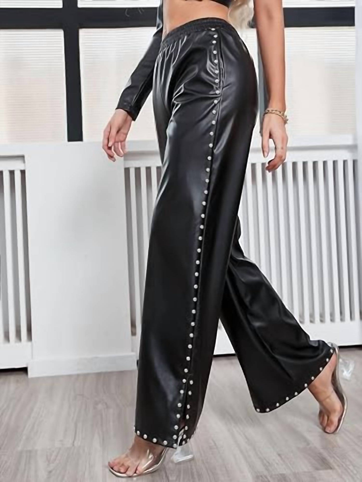 Pleather Wide Leg Pants