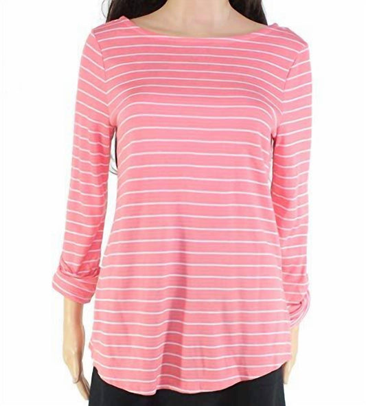 Activewear Striped 3/4 Sleeve Top