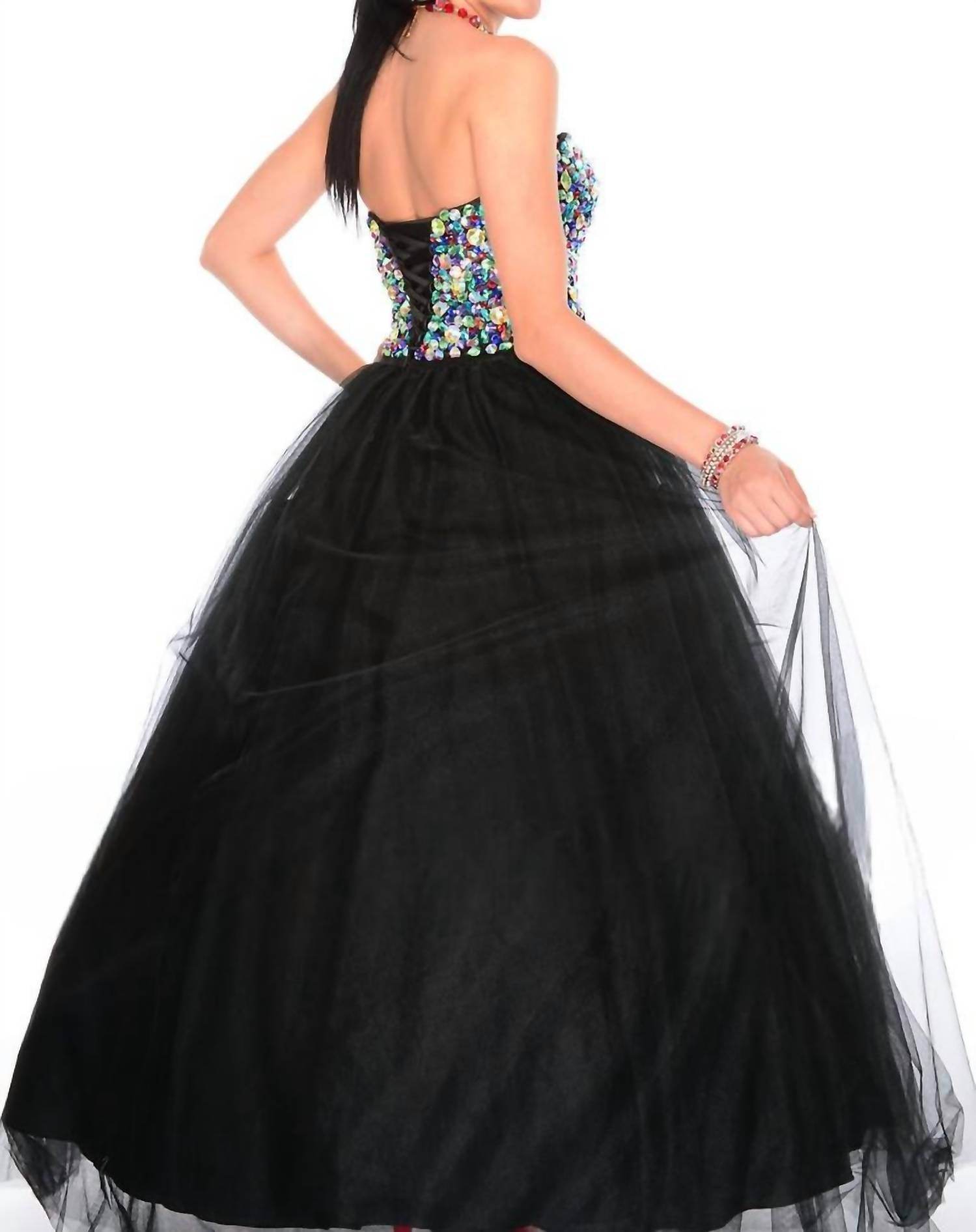 Precious Formals - High-contrast Beadwork Sparkling Ballgown - Rack Hunt