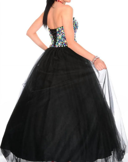 Precious Formals - High-contrast Beadwork Sparkling Ballgown - Rack Hunt