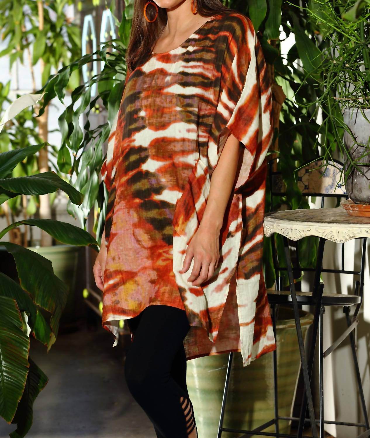 KikiSol - Artisan Tie Dye Gauze Round Neck Kaftan Dress - Rack Hunt -