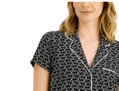 Printed Notch Collar Pajama Top
