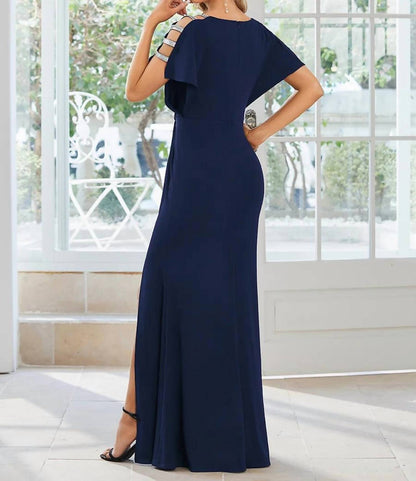 Deep V-neckline High Split Evening Dress