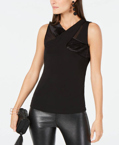 Petite Velvet Trim Top