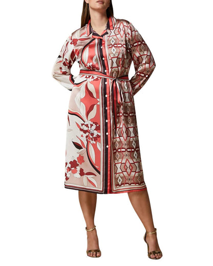 Divinita Printed Satin Midi Dress