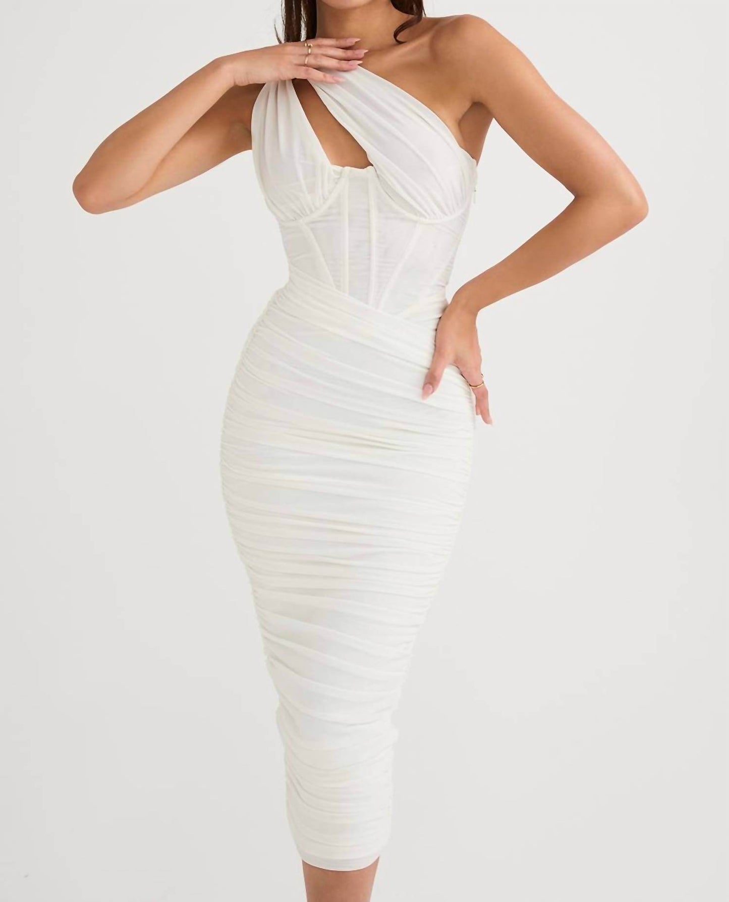 House of CB - Valentina Asymmetric Cutout Midi Dress - Rack Hunt