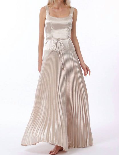 Sleeveless Tie Front Waisted Pleat Maxi Dress