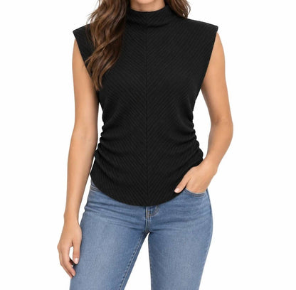 Funnel Neck Side Ruched Top