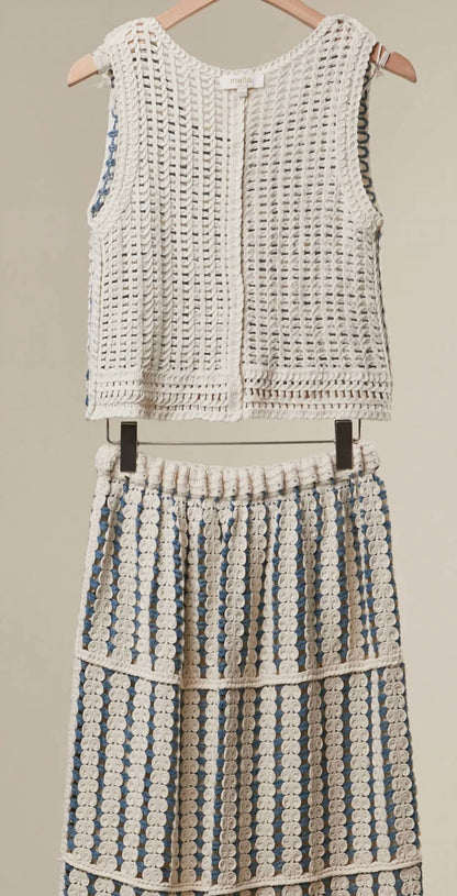 Women's Avery Boho Crochet Stripe Two Piece Set
